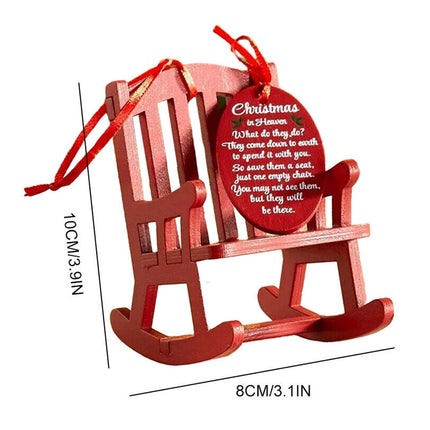Christmas IN Heaven Memorial Ornament Hanging Mini Wood Rocking Chair+Tag