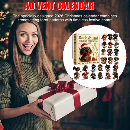 2D Acrylic Christmas Countdown Advent Calendar, 24‑Day Dachshund Design Tree Hanging Ornament, Holiday Gift