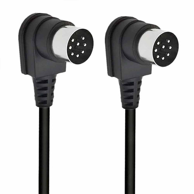 Dual 90 Degree Large 8-Pin DIN Male Plug Audio Speaker Cable, 1 Meter Length
