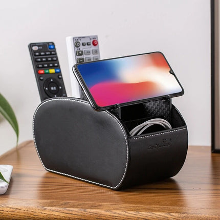 Storage Box PU Leather Phone And TV Remote Control Desk Organizer Holder Home