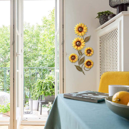 3D Metal Sunflower Wall Art Decor Rustic Floral Ornament for Outdoor Garden & Indoor Home Decoration