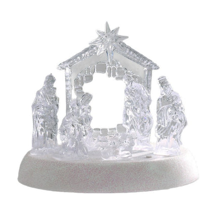 Acrylic Light‑Up Nativity Scene Centerpiece with LED Colour Changing & Christmas Music