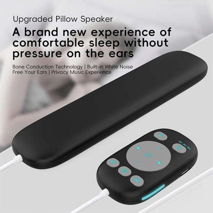 Bluetooth Bone Conduction Under Pillow Speaker with Timer & Wired Remote Control, 3 Audio Modes, Built-in White Noise Machine, Sleep Sound Therapy for Side Sleepers, ASMR & Meditation, No Ear Pressure, TF Card Support