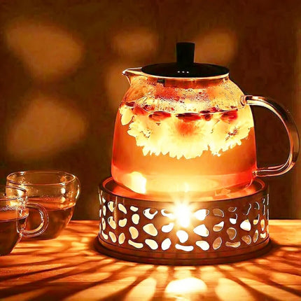 Teapot Base Round Candle Heater Stainless Steel Tea Coffee Milk Warmer Home