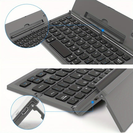 Portable Folding Wireless Bluetooth Keyboard for Tablet Laptops and Smartphones