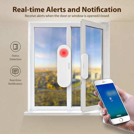 Smart Door Window Sensor, Matter Thread WiFi Magnetic Alarm with Phone Alert