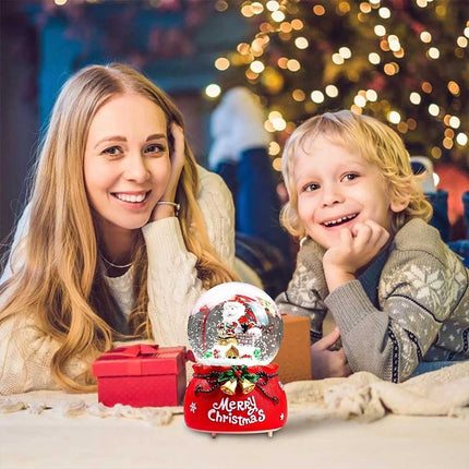 Christmas Santa Musical Snow Globe with Colour Changing LED Lights, Red Base, 12cm Indoor Festive Decor