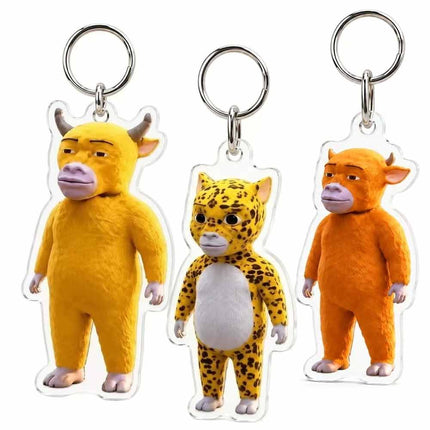 Cow Figure Acrylic Keychain, Cute Animal Bag Charm Pendant Key Ring