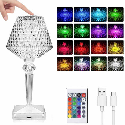 RGB 16colors Table Lamp Crystal Night Light Dimming USB Rechargeable Bedside Lamp Bar Decor