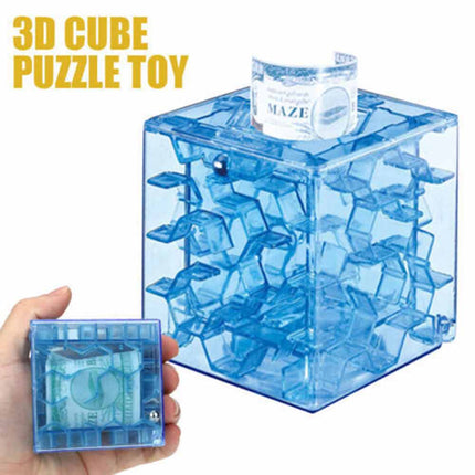 2X 3D Cube Puzzle Money Maze Bank Saving Coin Collection Case Box Fun Brain Game