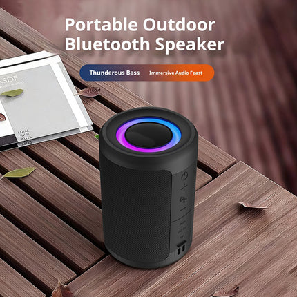 Small Mini Bluetooth Speaker Portable Wireless, Heavy Bass Loud Sound with RGB LED Light