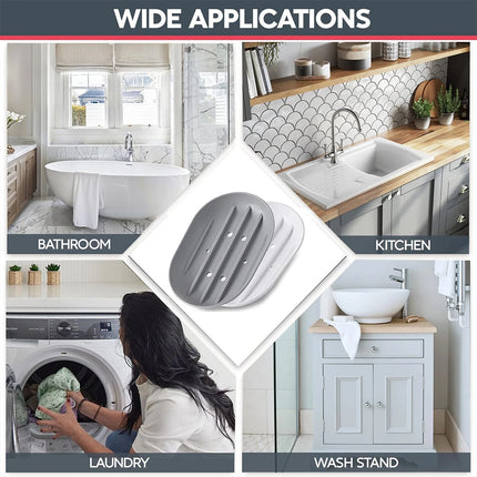 2 Pack Silicone Soap Holder, Drain Hole Soap Dish Tray for Bathroom