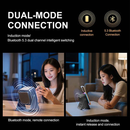 5-in-1 Wireless Induction Bluetooth Audio Speaker with Integrated Phone Stand