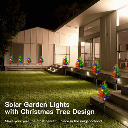 2‑Pack Solar Pine Tree Stake Lights, Waterproof LED Christmas Garden Decor