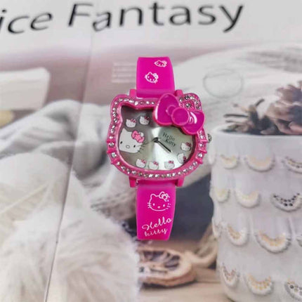 Girls Cute Cartoon Quartz Watch Pink Adjustable Strap Wristwatch Gift
