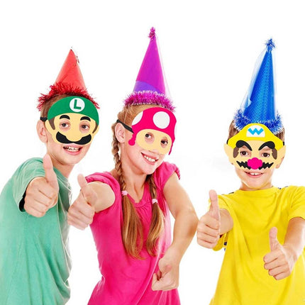 12PC Cartoon Mario Felt Costume Masks Party Supplies Favors Decoration Gift