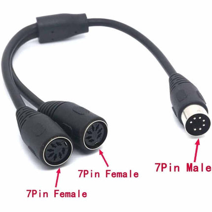 7 Pin DIN Male to Dual 7 Pin DIN Female Y Splitter Audio Cable, Stereo Split Cord 0.5M