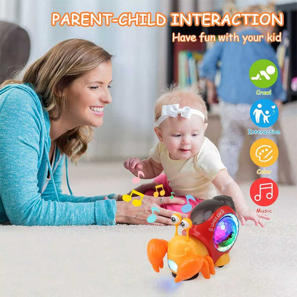 Electric Music Crawling Crab Baby Toy LED Light Up Kids Toddler Interactive Toys