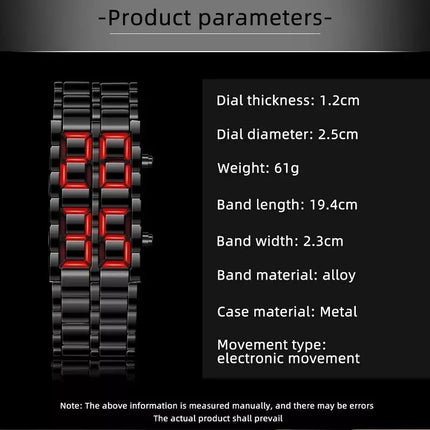 Fashion Mens Digital Lava Wrist Watch Men Black Full Metal Red LED Display