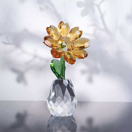 Crystal Sunflower Ornament Glass Flower Tabletop Decor