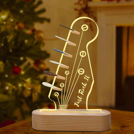 Wood Base Acrylic Guitar Pick Storage Rack LED Light Up Pick Holder