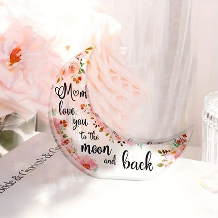 Moon-Shaped Acrylic Plaque - Perfect Christmas & Mothers Day Gift for Mum, Sentimental Xmas Present to Honor Mom