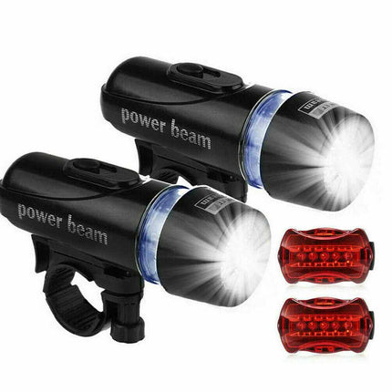 2X Front Rear Bike Light 5 LED Bicycle Tail Lights Waterproof Flashlight