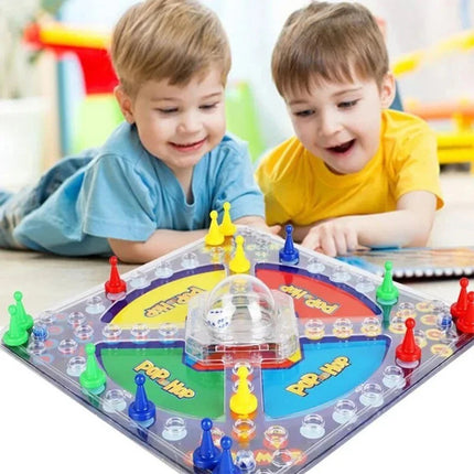 Pop and Hop Dice Board Game, Classic Ludo Family Game for 2-4 Players Interactive Tabletop Toy