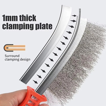 Heavy Duty Wire Hand Brush - Brass Coated/Stainless Steel Bristles for Rust, Paint & Metal Removal