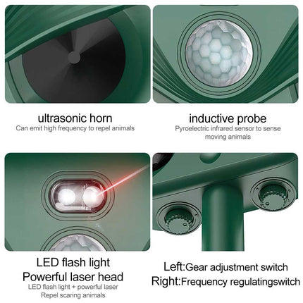 Ultrasonic Solar Cat Dog Repellent Fox Pest Scarer Deterrent Repeller Garden