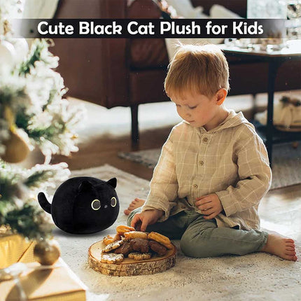 25cm Black Cat Plush Adorable Soft Stuffed Kitten Toy, Sweet Kawaii Plushie Gift