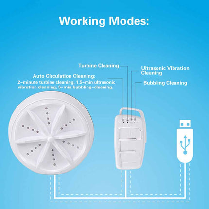 USB Powered Portable Ultrasonic Turbine Mini Washing Machine