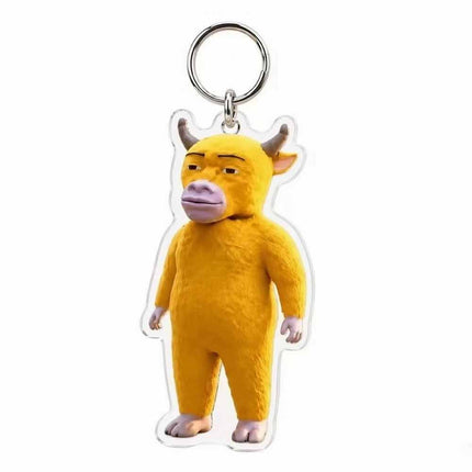 Cow Figure Acrylic Keychain, Cute Animal Bag Charm Pendant Key Ring