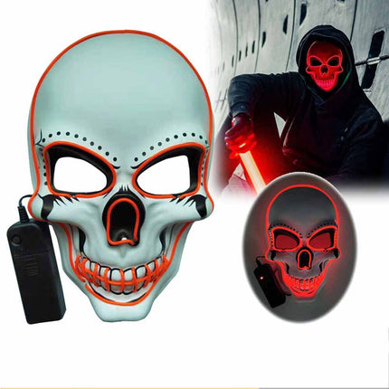 Halloween LED Mask Skeleton Glow Scary Skull Mask Light Up Masks Cosplay Costume