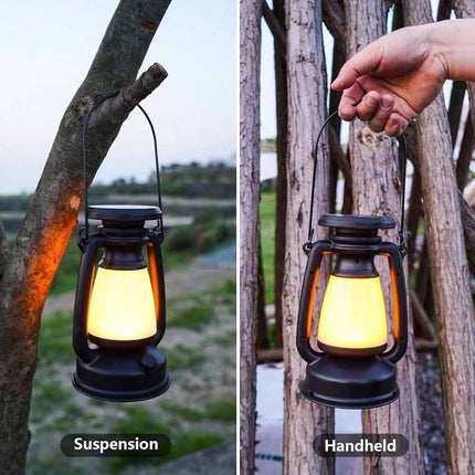 Solar & USB Rechargeable LED Camping Lantern, Outdoor Portable Light for Tent Hiking Camping
