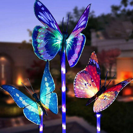 3PCS Solar Powered LED Light Butterfly Outdoor Garden Lawn Stake Lamp Waterproof