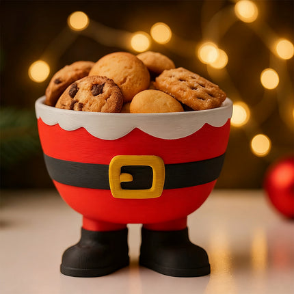 Red Printed Christmas Feet Bowl – Santa & Elf Designed Candy Holder, Cute Christmas Candy Display Bowl