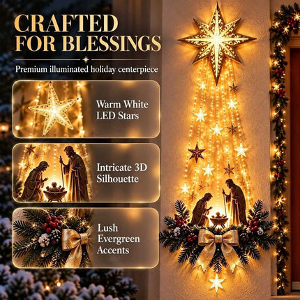 Holy Family Nativity Wall Decor, LED Light‑Up Christmas Hanging Ornament