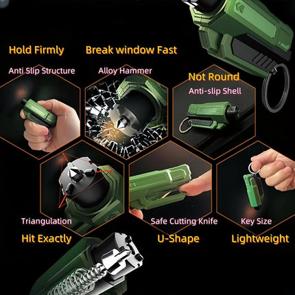 3PCS 2 in 1 Car Emergency Escape Hammer Keychain, Window Glass Breaker & Seatbelt Cutter Tool