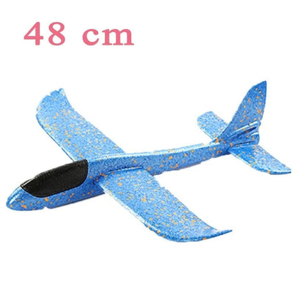 48CM Foam Glider Stunt Plane, Hand Thrown Outdoor Toy with Headlight, Color Random