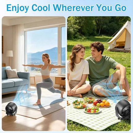 Rechargeable Misting Desk Cooling Fan 6000mAh USB Portable Desktop Fan Black