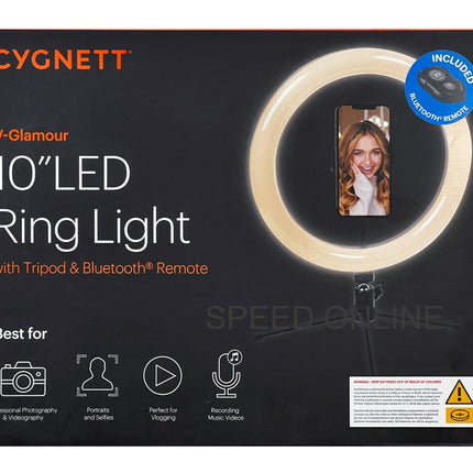 Cygnett V-Glamour 10" Ring Light Desktop Tripod with Bluetooth Remote