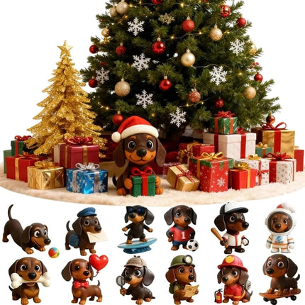 2D Acrylic Christmas Countdown Advent Calendar, 24‑Day Dachshund Design Tree Hanging Ornament, Holiday Gift