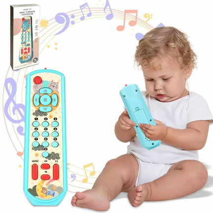 Baby TV Remote Control Sensory Toy Lighting Music Buttons Toddler Play Set Blue