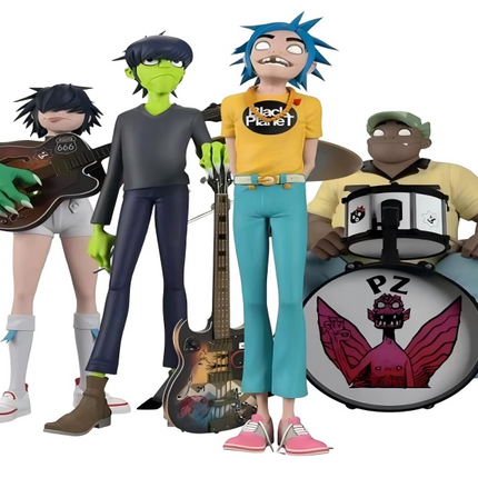 Virtual Band Character Resin Collectible Figure, Hand-Painted Statue with Signature Instrument, Premium Display Piece for Fans