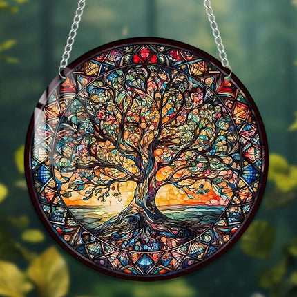 3 Pcs Tree of Life Acrylic Hanging Ornament Indoor Outdoor Home Garden Wall Art Decor