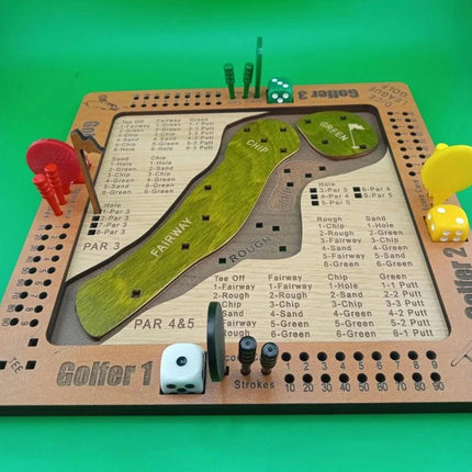 Wooden Mini Tabletop Dice Golf Game, Fun Challenging Desktop Family Strategy Board Game