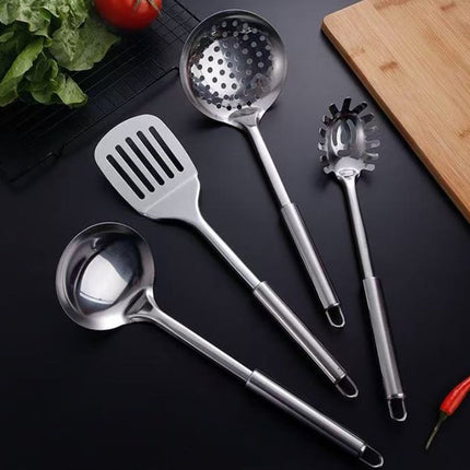 10PCS Stainless Steel Cookware Set with Cooking Utensils & Serving Spoons