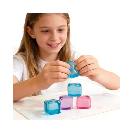 4 Pack Cube Shape Squishy Squeeze Fidget Toys, Cool Texture Stress Relief Sensory Hand Squeeze Toy
