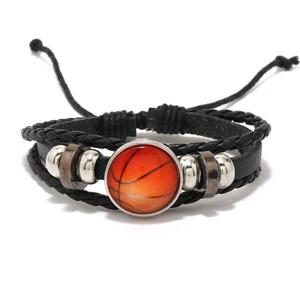 Luminous Football Fan Leather Bracelet Gift TO HIM Hand Rope Bracelet